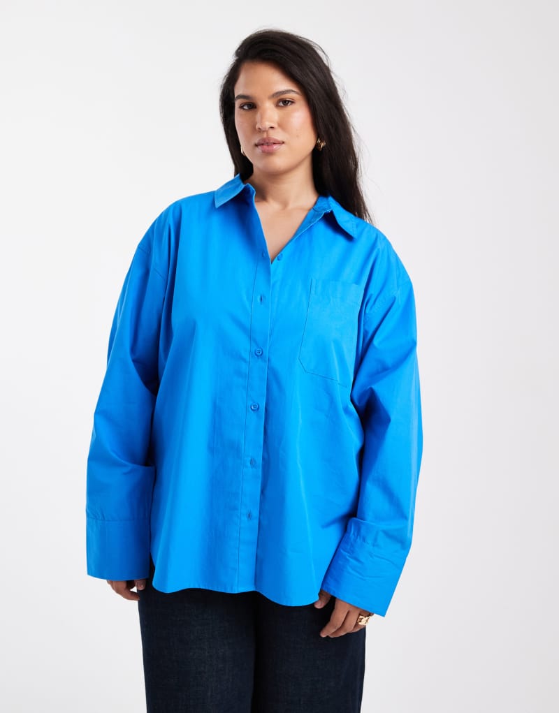 Trend oversize mavi gömlek
